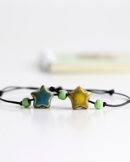 Handmade Ceramic Stars Beads Bracelet